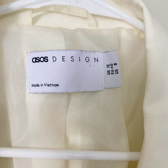 ASOS Cream Oversized Suit Jacket Boyfriend Single Breasted Blazer Jacket Size 8 - Picture 3 of 5